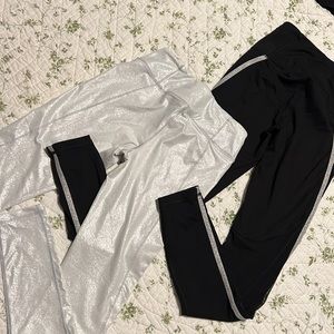 Set of 2 Victoria Secret’s Victoria Sport leggings silver glitter and black